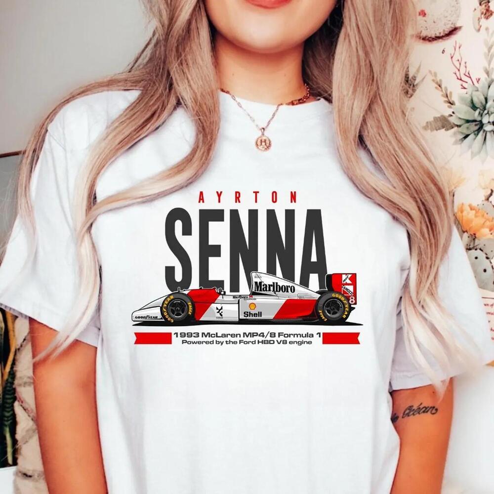 Senna Mclaren Mp4 8 T-Shirt Retro Formula One Racing Tee